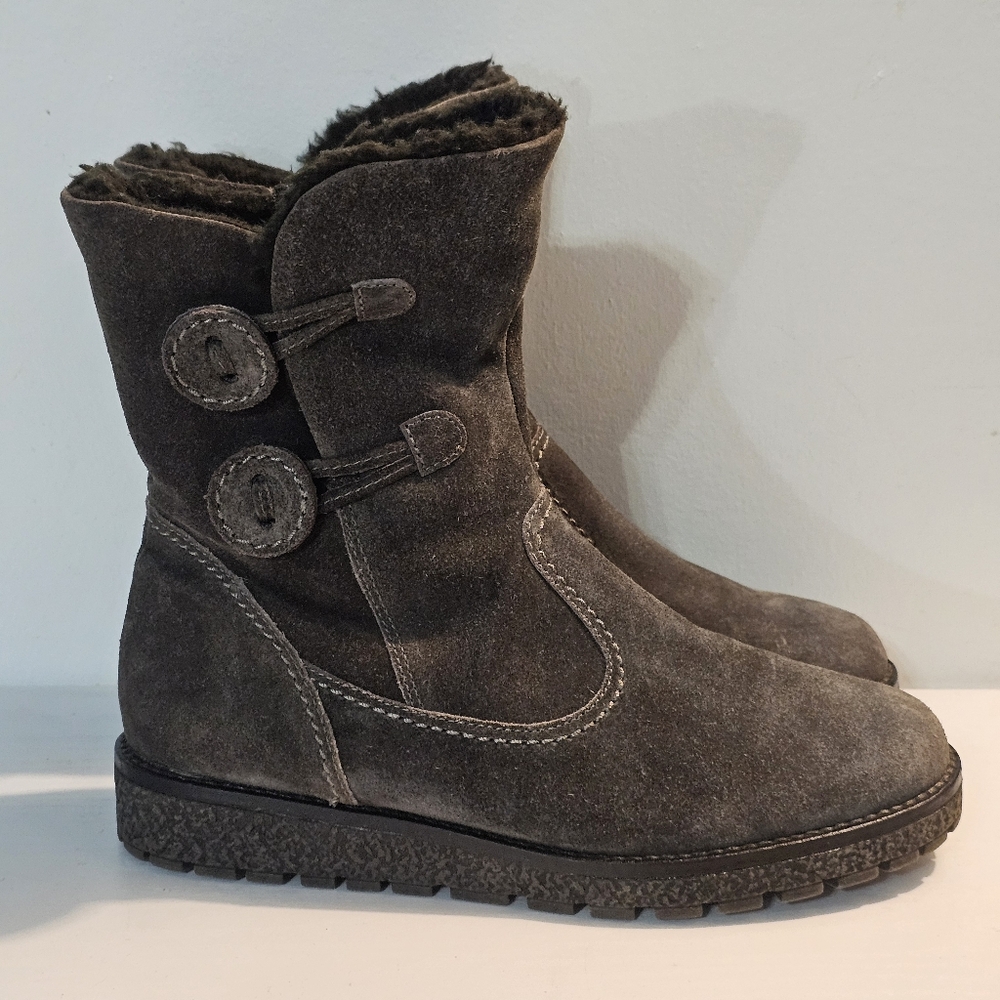 Gabor Women's Gray Suede Sherpa Lined Zip-Up Winter Boots